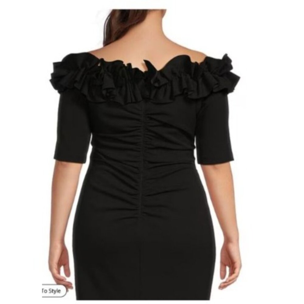 Xscape Womens grown dress size 22W plus Black Ruffle Evening formal USA new $258 - Picture 10 of 11